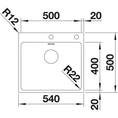 Zlewozmywak stalowy 54x50 cm 525245 Blanco Andano 500-IF/A