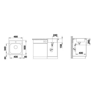 Zlewozmywak stalowy 50x48 cm 525322 Blanco Dana