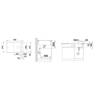 Zlewozmywak granitowy 78x51 cm 523184 Blanco Axia III 45 S