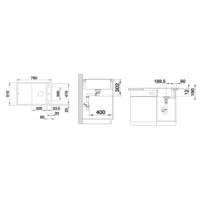 Zlewozmywak granitowy 78x51 cm 523174 Blanco Axia III 45 S