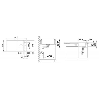 Zlewozmywak granitowy 91.5x51 cm 525844 Blanco Axia III 5 S