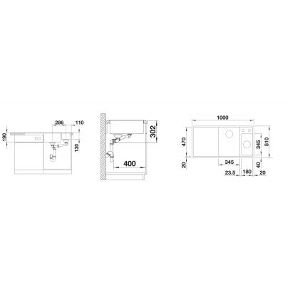 Zlewozmywak granitowy 100x51 cm 523482 Blanco Axia III 6 S