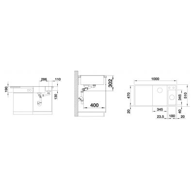 Zlewozmywak granitowy 100x51 cm beżowy 523469 Blanco Axia III 6 S