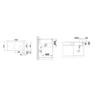 Zlewozmywak granitowy 100x51 cm 523519 Blanco Axia III XL 6 S