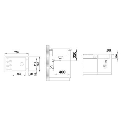 Zlewozmywak granitowy 78x50 cm 525883 Blanco Elon XL 6 S