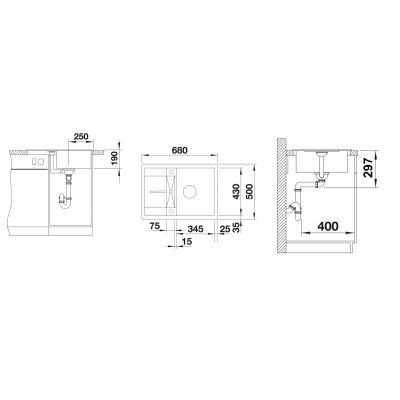 Zlewozmywak granitowy 68x50 cm 525912 Blanco Metra 45 S Compact