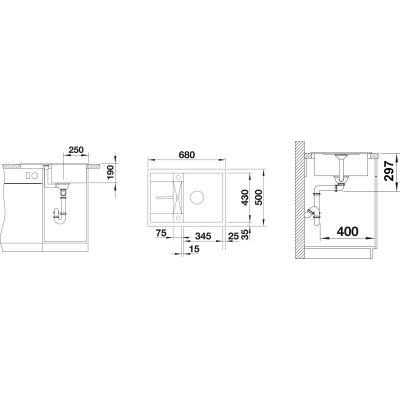 Zlewozmywak granitowy 68x50 cm 525913 Blanco Metra 45 S Compact