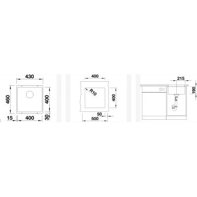 Zlewozmywak granitowy 40x40 cm czarny 525990 Blanco Subline 400-U
