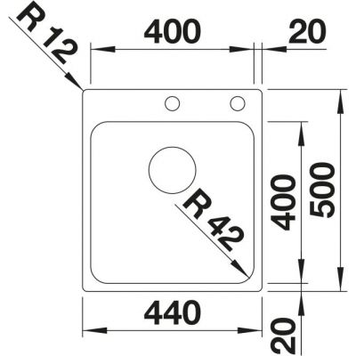 Zlewozmywak stalowy 50x44 cm 526119 Blanco Solis