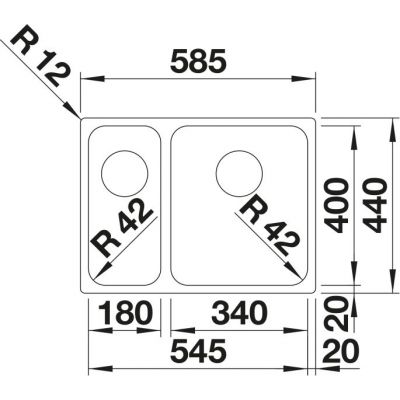 Zlewozmywak stalowy 58.5x44 cm 526130 Blanco Solis
