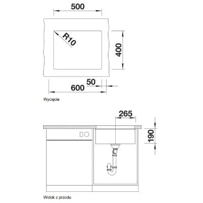 Zlewozmywak granitowy 50x40 cm biały 527170 Blanco Subline 500-U