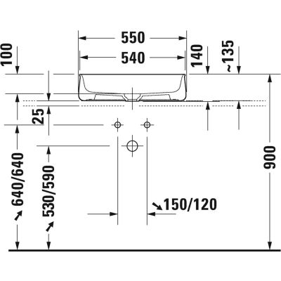 Umywalka 55x39 cm owalna nablatowa biała 23735500791 Duravit Zencha