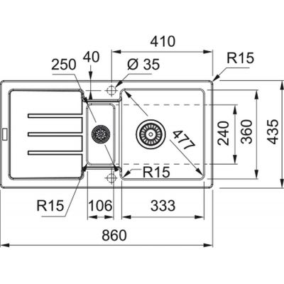 Zlewozmywak granitowy 86x43.5 cm czarny 1140676322 Franke Strada