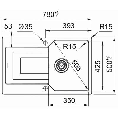 Zlewozmywak granitowy 78x50 cm szary/grafitowy/onyx 1140687273 Franke Urban