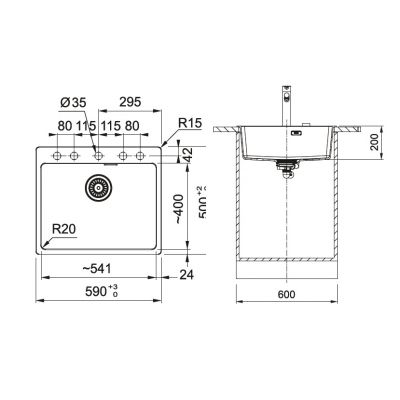 Zlewozmywak granitowy 59x50 cm czarny 1140693579 Franke Maris