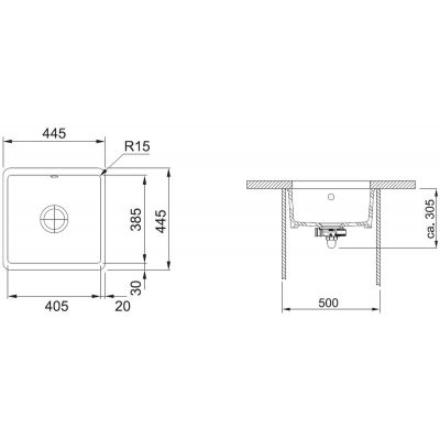 Zlewozmywak ceramiczny 40.5x38.5 cm biały 1260379976 Franke Kubus