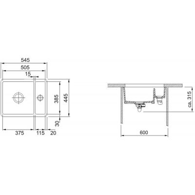 Zlewozmywak ceramiczny 50.5x38.5 cm 1260380013 Franke Kubus