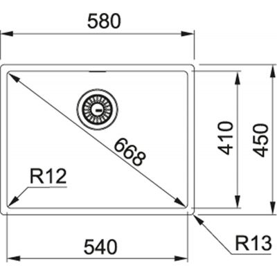 Zlewozmywak stalowy 58x45 cm 1270453660 Franke Box