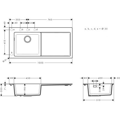 Zlewozmywak granitowy 105x51 cm czarny 43330170 Hansgrohe S 51