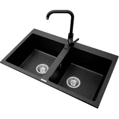Zlewozmywak granitowy 78x50 cm czarny 070053201 Pyramis Sparta