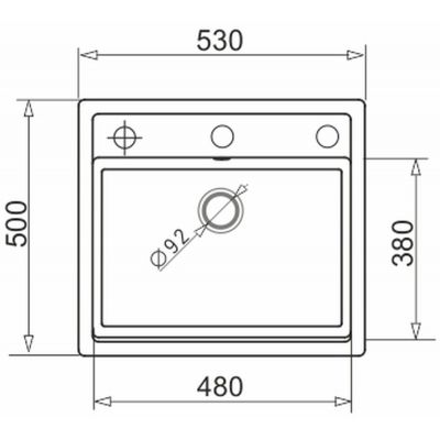 Zlewozmywak granitowy 53x50 cm szary/grafitowy/onyx 070058401 Pyramis Camea