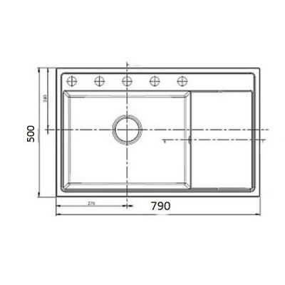 Zlewozmywak granitowy 79x50 cm czarny 070074301 Pyramis Camea