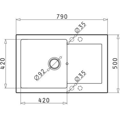Pyramis Mido zlewozmywak 79x50 cm Pyragranit czarny 070089001