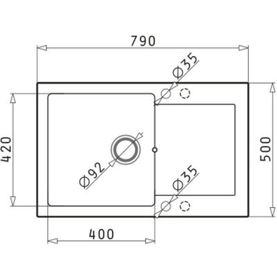 Zlewozmywak granitowy 79x50 cm szary/grafitowy/onyx 070088701 Pyramis Mido