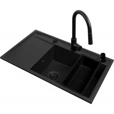 Zlewozmywak z baterią czarny/czarny 070168502BE Pyramis Camea