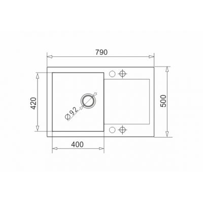 Zlewozmywak granitowy 79x50 cm czarny 070176502 Pyramis Mido