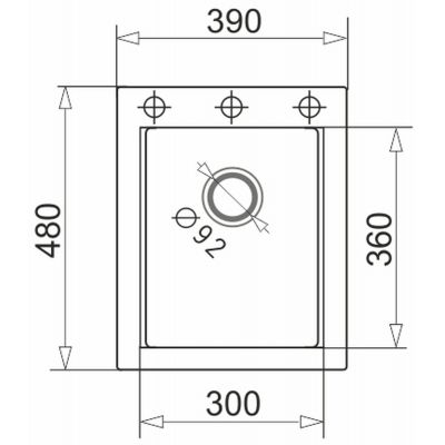Zlewozmywak granitowy 48x39 cm czarny 070180312 Pyramis Siros