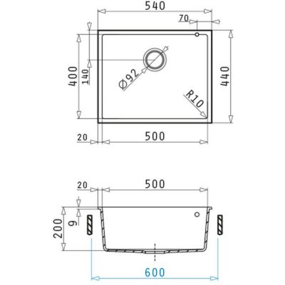 Komora podwieszana 50x40 cm czarny 070217501 Pyramis Tetragon