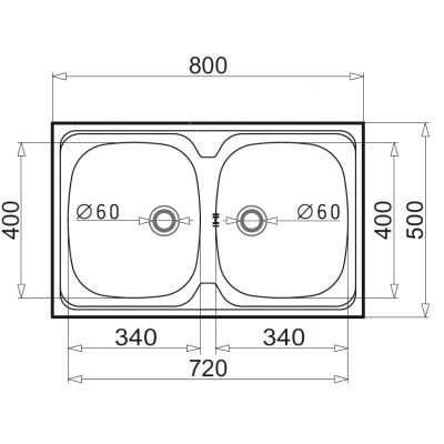 Zlewozmywak stalowy 80x50 cm 100117601 Pyramis Intl