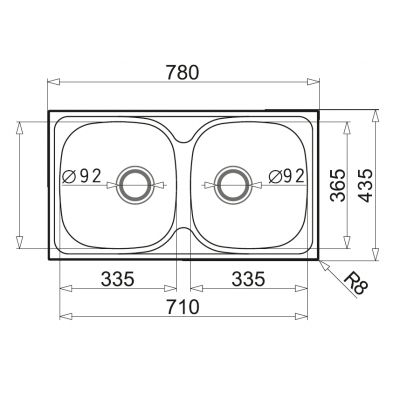 Zlewozmywak stalowy 78x43.5 cm 100138801 Pyramis Basic