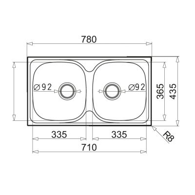 Zlewozmywak stalowy 78x43.5 cm 100138901 Pyramis Basic