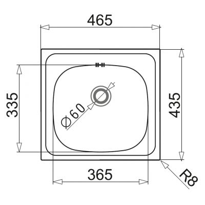 Zlewozmywak stalowy 46.5x43.5 cm 100139601 Pyramis E33