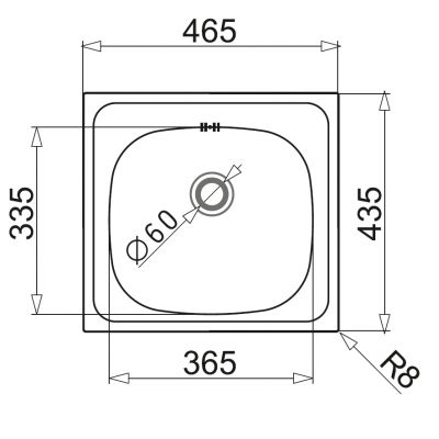 Zlewozmywak stalowy 46.5x43.5 cm 100139701 Pyramis E33