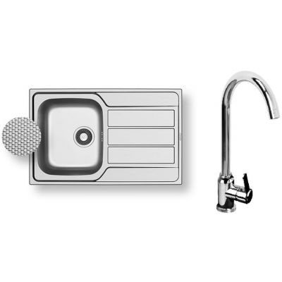 Zlewozmywak z baterią stal/chrom 100180101L Pyramis Athena