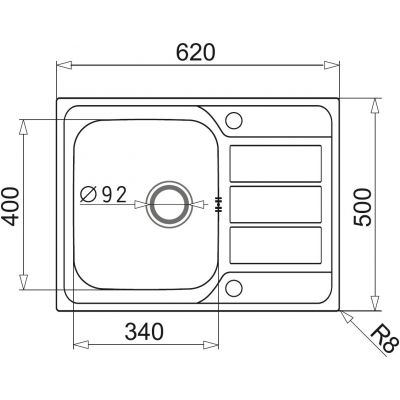 Zlewozmywak stalowy 62x50 cm 100187601 Pyramis Athena