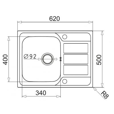 Zlewozmywak stalowy 62x50 cm 100187701 Pyramis Athena