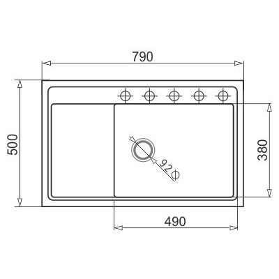 Zlewozmywak granitowy 79x50 cm czarny 070091401 Pyramis Camea