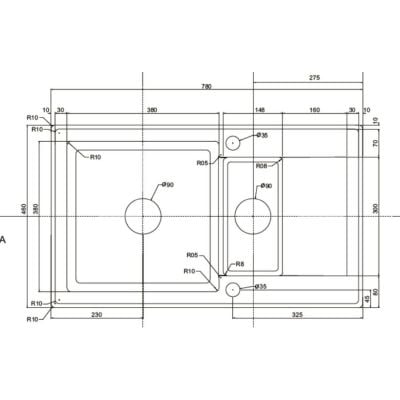 Zlewozmywak granitowy 78x46 cm szary/grafitowy/onyx 070061901 Pyramis Korfu