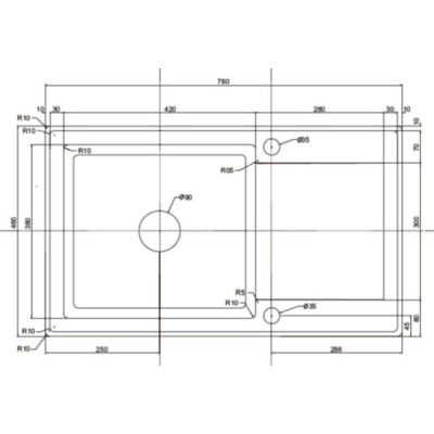 Zlewozmywak granitowy 78x46 cm szary/grafitowy/onyx 070061301 Pyramis Korfu