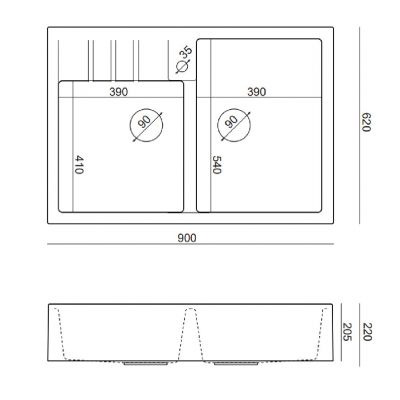 Zlewozmywak GraniteQ 90x62 cm HCQB9062U1PVDG1 Quadron Bill