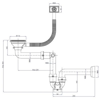 Syfon zlewozmywakowy M1SSG4N Quadron Save Space