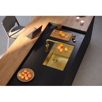 Zlewozmywak stalowy z syfonem 74x44 cm grafit MF7444PVDBST1 Quadron Anthony