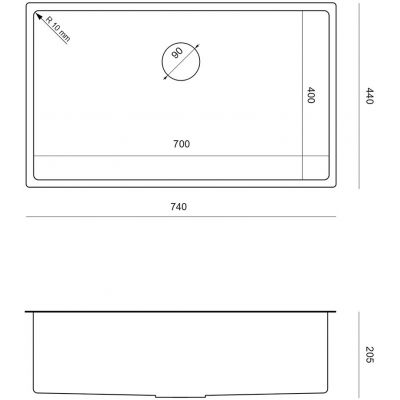 Zlewozmywak stalowy z syfonem 74x44 cm grafit MF7444PVDBST1 Quadron Anthony