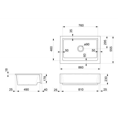 Zlewozmywak ceramiczny 86x55.5 cm biały 50185 Sapho Arya