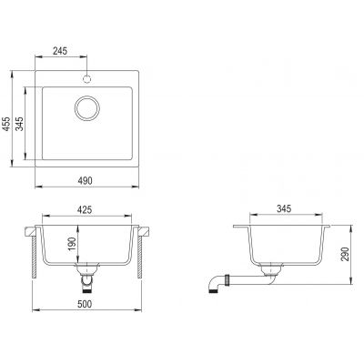 Zlewozmywak granitowy 49x45.5 cm 40148011 Teka Clivo
