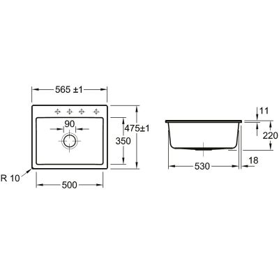 Zlewozmywak ceramiczny 56.5x47.5 cm biały 33091FRW Villeroy & Boch Subway